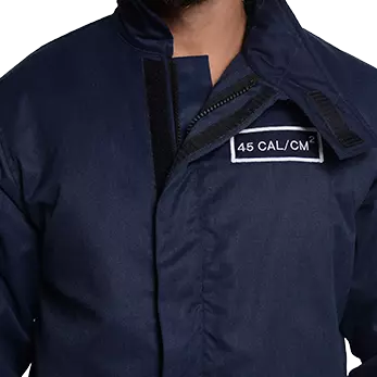 Vallum Arc Flash Suit - Front closure with zipper and velcro